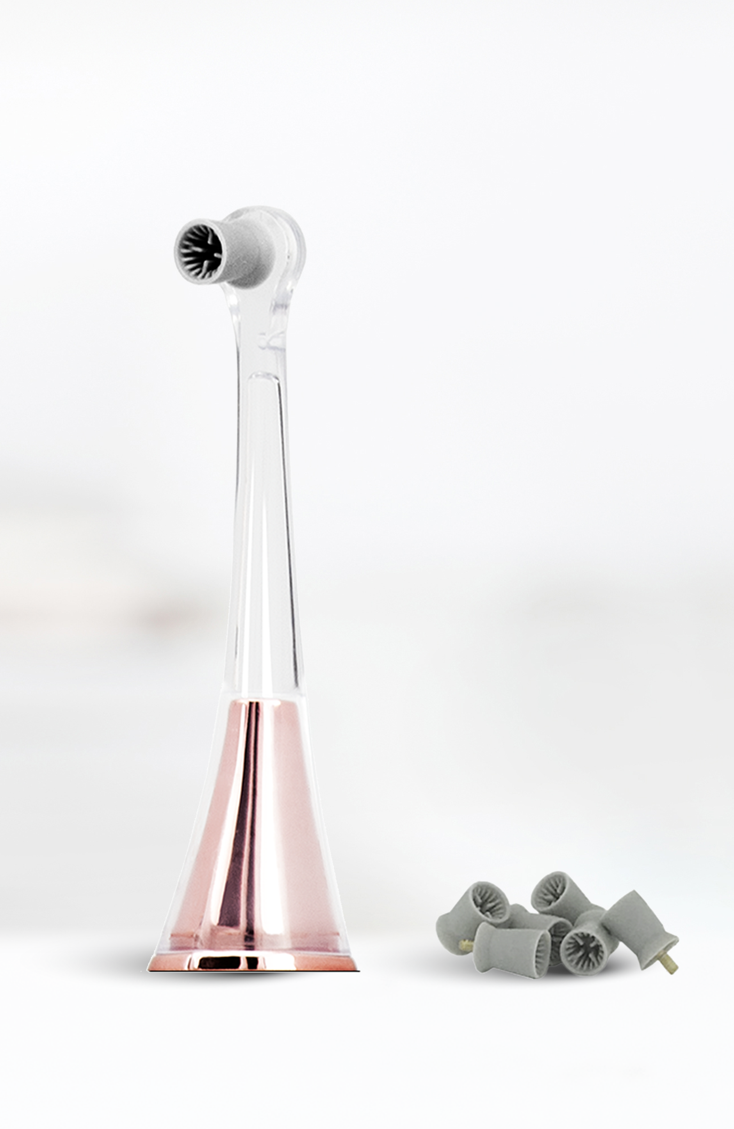 Angle. SuperSmile - Supersmile Zina45™ Sonic Pulse Toothbrush Chrome Replacement Polishing Head - Rose.