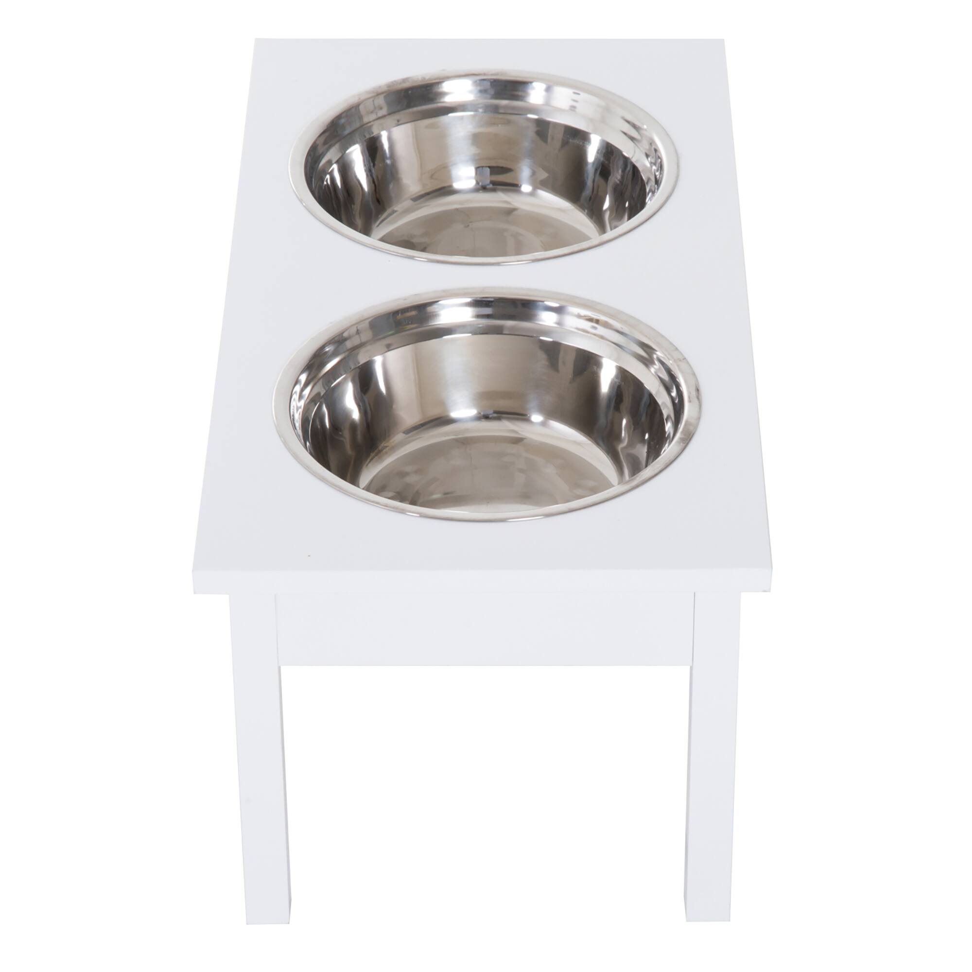 Alt View 5. Pawhut - 23" Wooden Heavy Duty Dog Food Bowls Pet Elevated Feeding Station - White.
