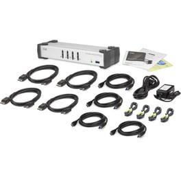 Aten Technology - 4-Port USB 3.0 DisplayPort KVMP Switch - Black