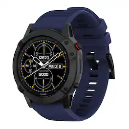 StrapsCo - Endurance Band QuickFit 22 Silicone Rubber Watch Strap For Garmin Instinct 3 – 45mm - Midnight Blue