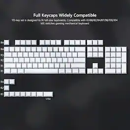 Womier - Jelly Keycaps,Ceramic Keycaps Style MDA Profile,Transparent Side Printed for Cherry MX Gateron Mechanical Keyboard - White