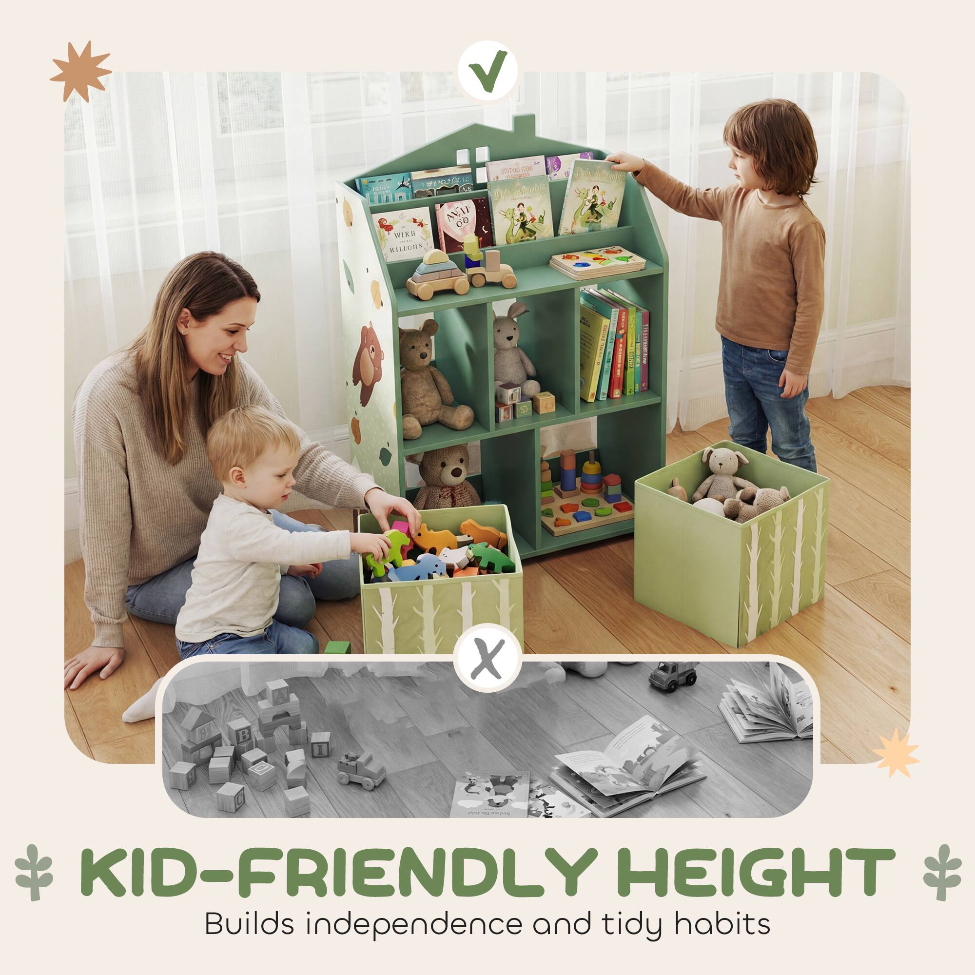 KID-FRIENDLY HEIGHT  
Builds independence and tidy habits