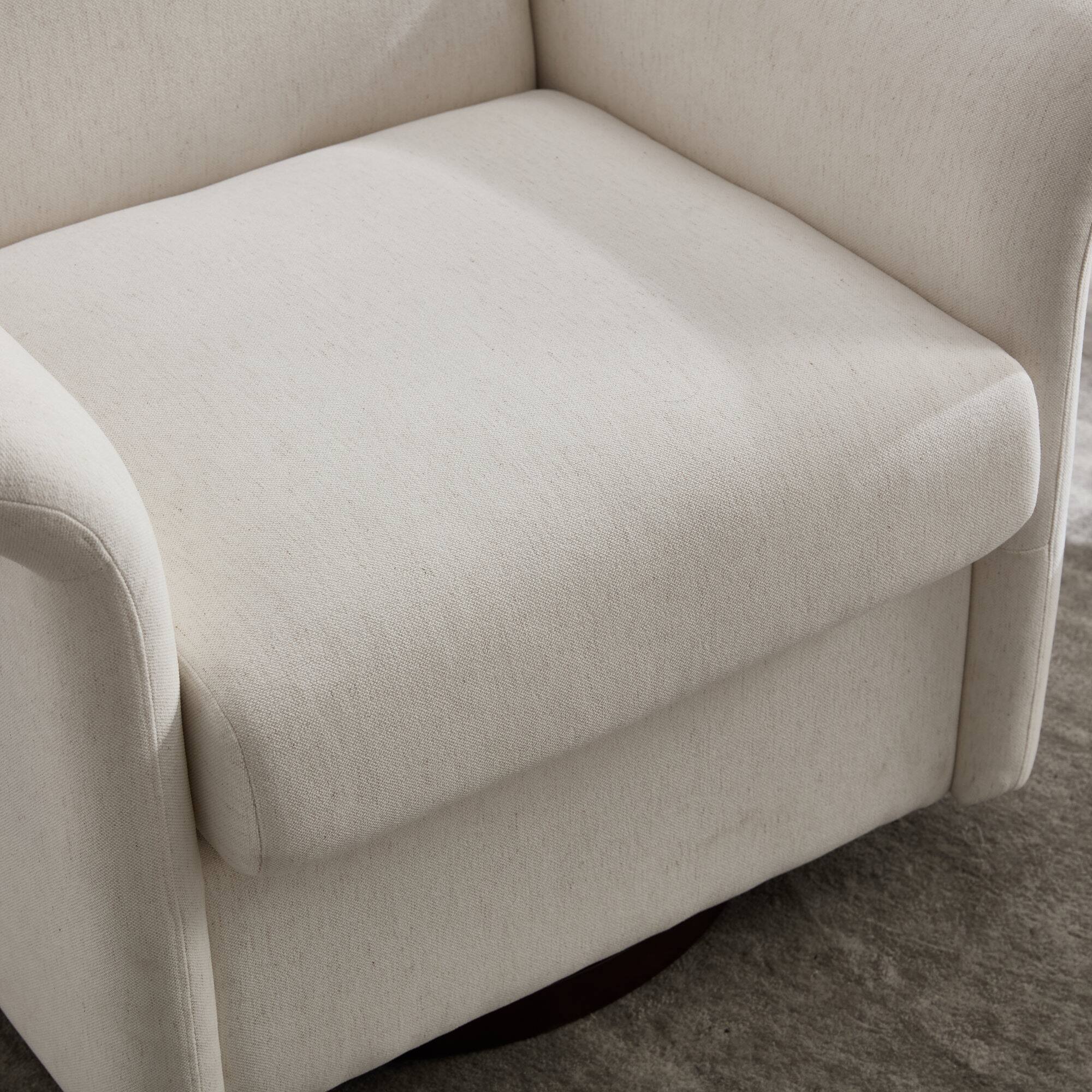 Alt View 10. GOODSILO - Modern Swivel Accent Barrel Chair with Solid Wood Base for Living Room Bedroom or Reading Nook - Cream.