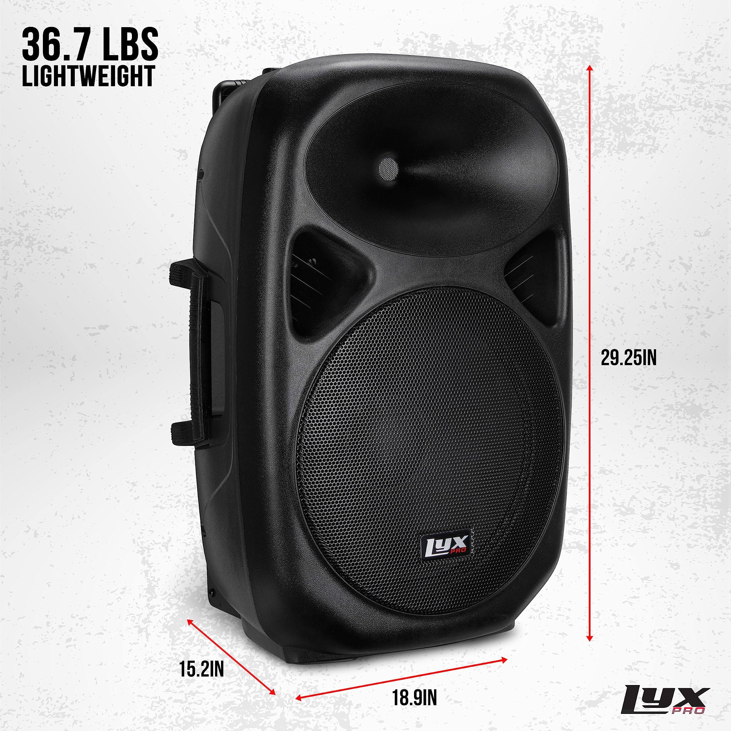 Lyxpro 15 Inch Rechargeable Battery PA Speaker, PA System W