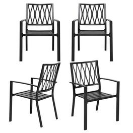Nuu Garden - Outdoor 4-Piece Patio Chair Set, Powder-coated Iron Finish - Black