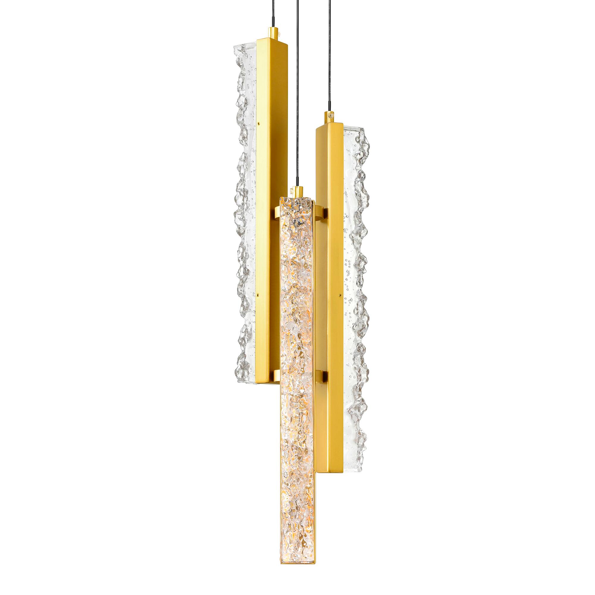 Left. CWI Lighting - Stagger Integrated LED Brass Mini Pendant - Brass.