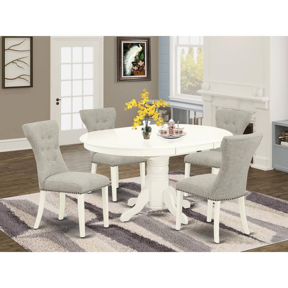 Left. East West Furniture - Dining Room Set Linen White - Brown.
