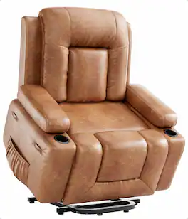 Jojoka - 37.4" Wide Electric Power Lift Recliner with Heat and Massage, PU Leather Lift Chair for Elderly - Cagnac