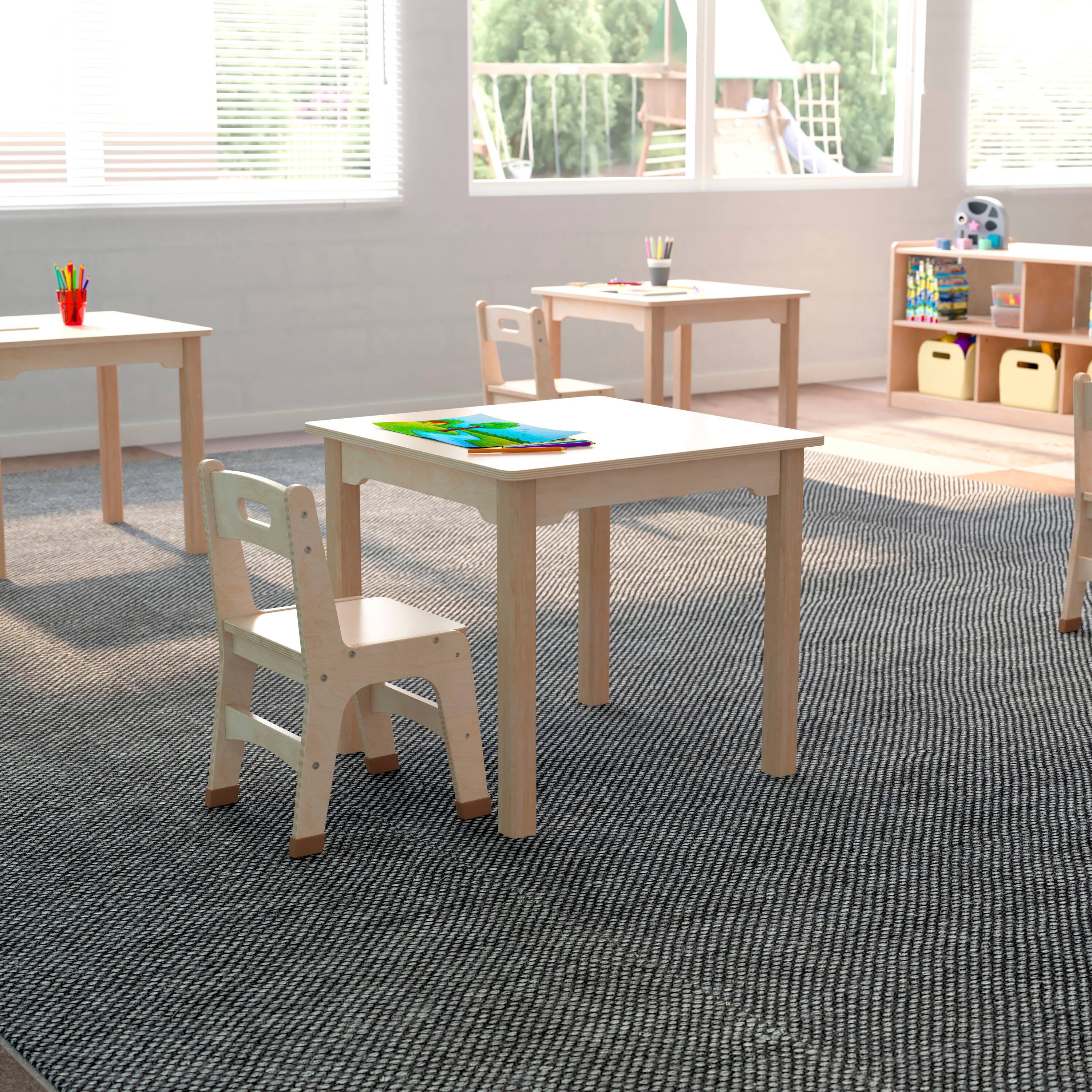 Alt View 2. Flash Furniture - Bright Beginnings Commercial Grade Wooden Square Preschool Classroom Activity Table, (23.5"W x 21.25"H), Beech - Natural.