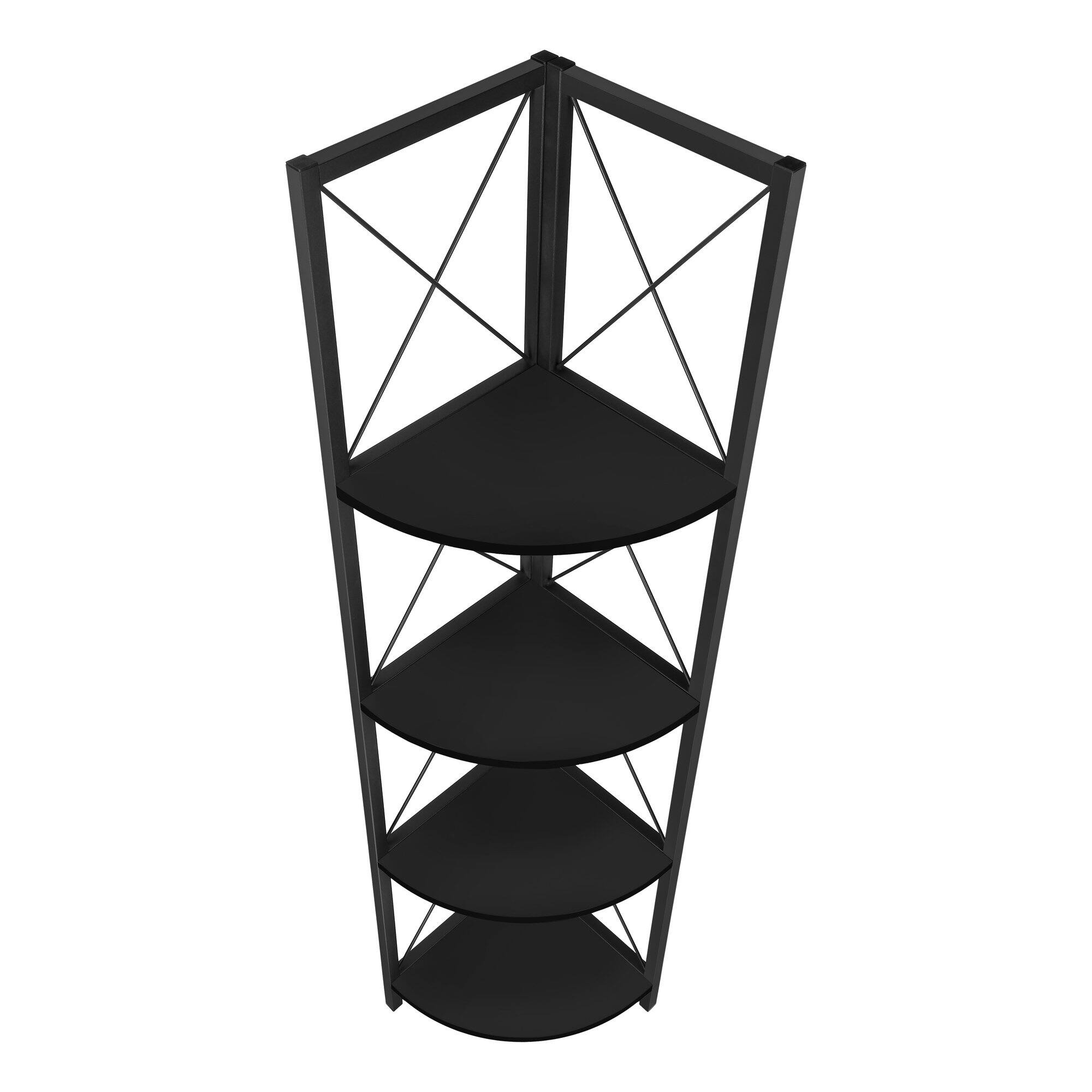 Alt View 4. Spaco - Spaco Modern 4 Tier 60 Inch Corner Bookshelf, Metal Industrial for Living Room Bedroom Office - Black.