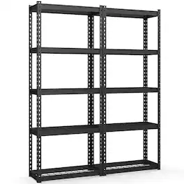 Gymax - 2PCS 5-Tier Metal Shelving Unit Heavy Duty Wire Storage Rack with Anti-slip Foot Pads - Black