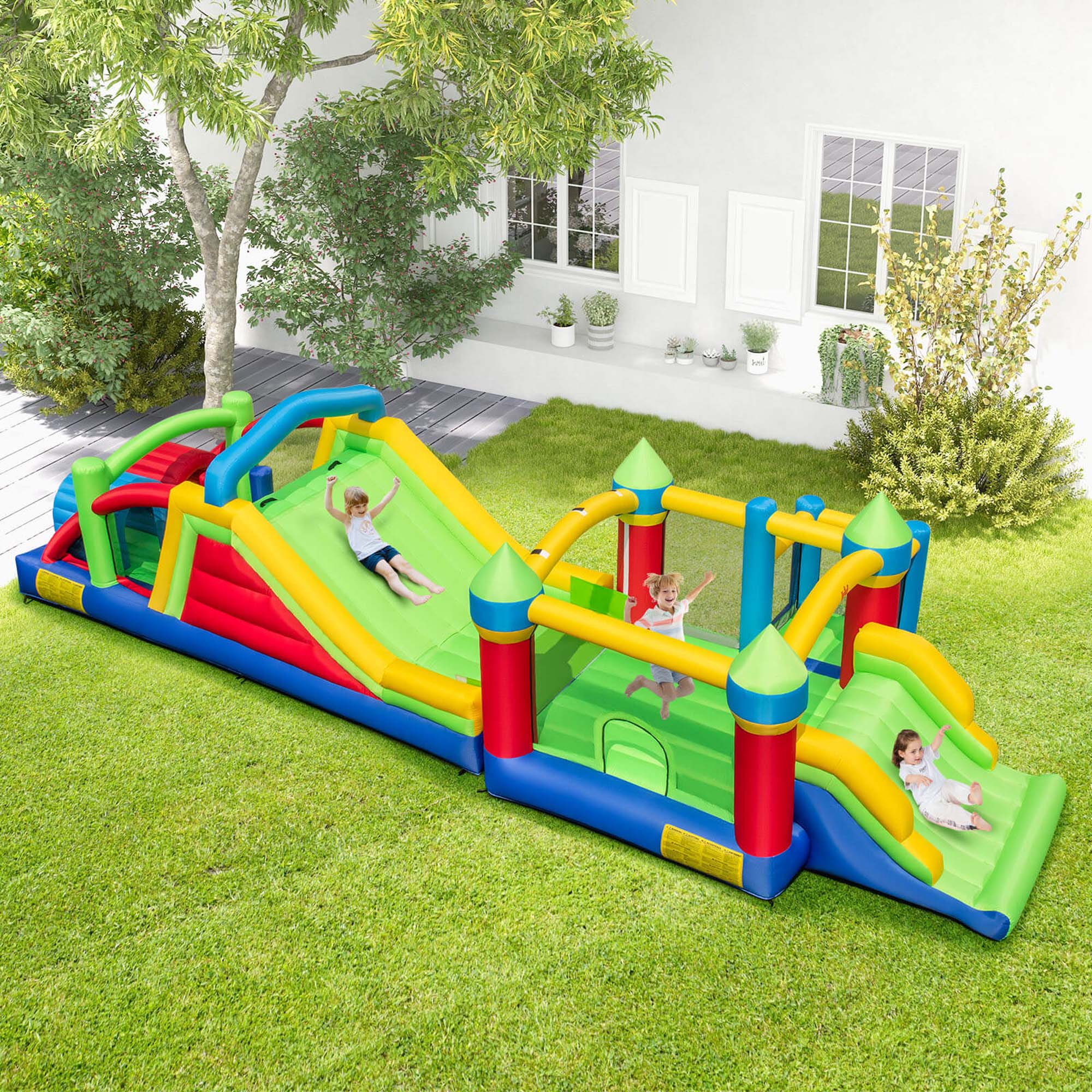 Alt View 1. Costway - Inflatable Obstacle Course Bounce House Blower Excluded - Multicolor.