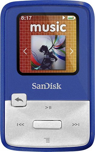  SanDisk - Clip Zip MP3 Player with 4GB* Internal Solid State Memory - Blue