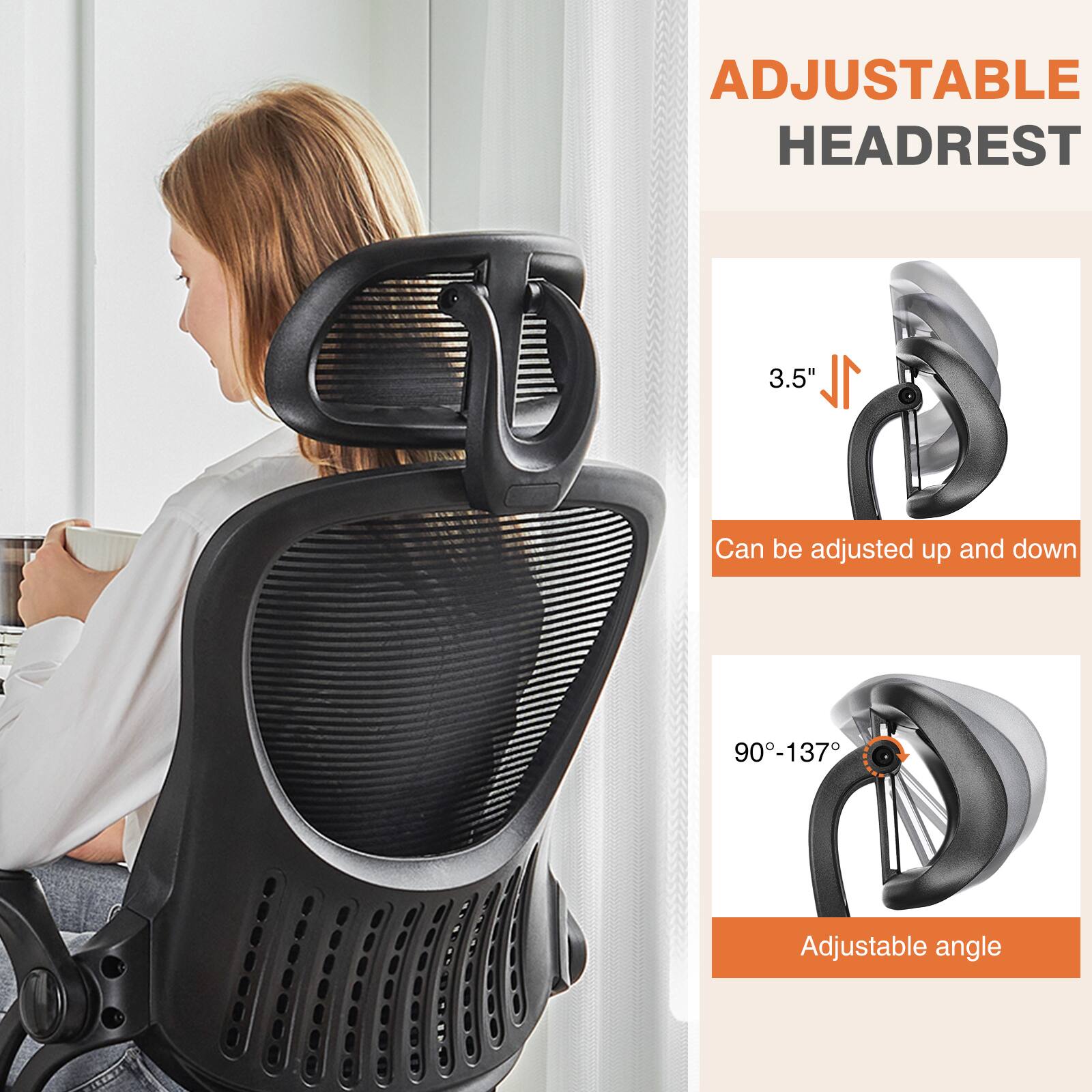 Sweetcrispy Ergonomic Mesh Office Chair, Swivel Computer Desk Chair ...