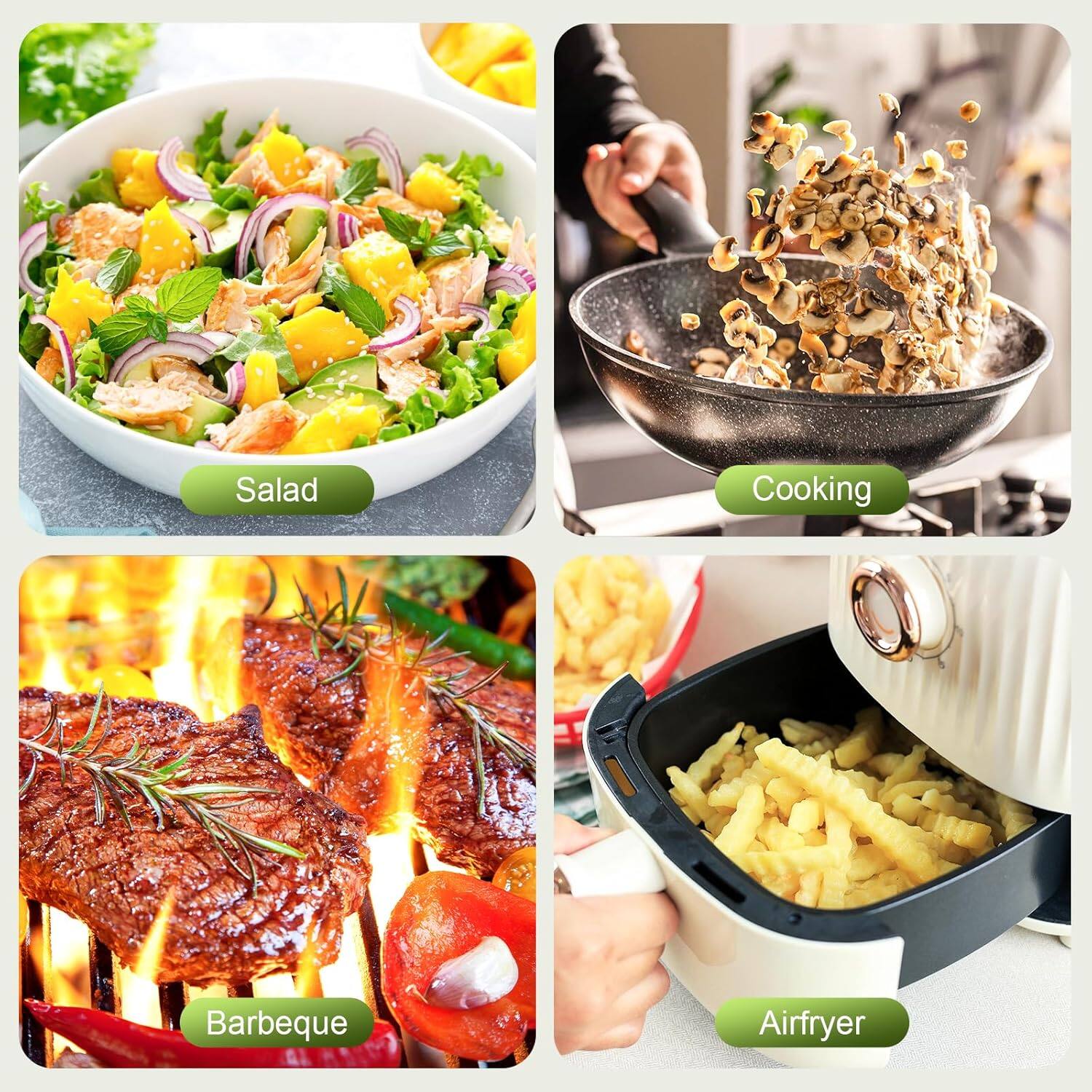 Salad  
Cooking  
Barbecue  
Airfryer