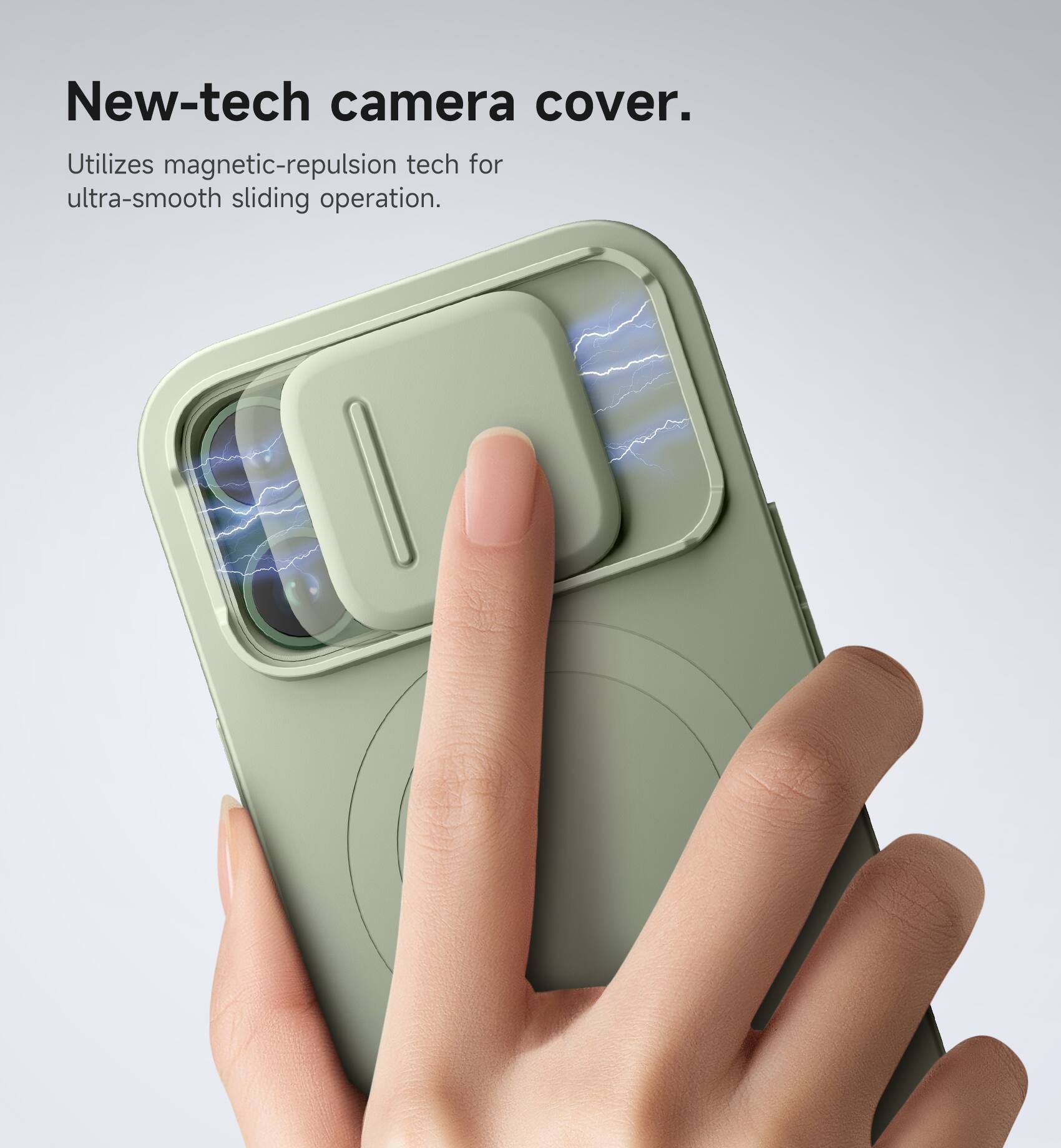 New-tech camera cover.  
Utilizes magnetic-repulsion tech for ultra-smooth sliding operation.