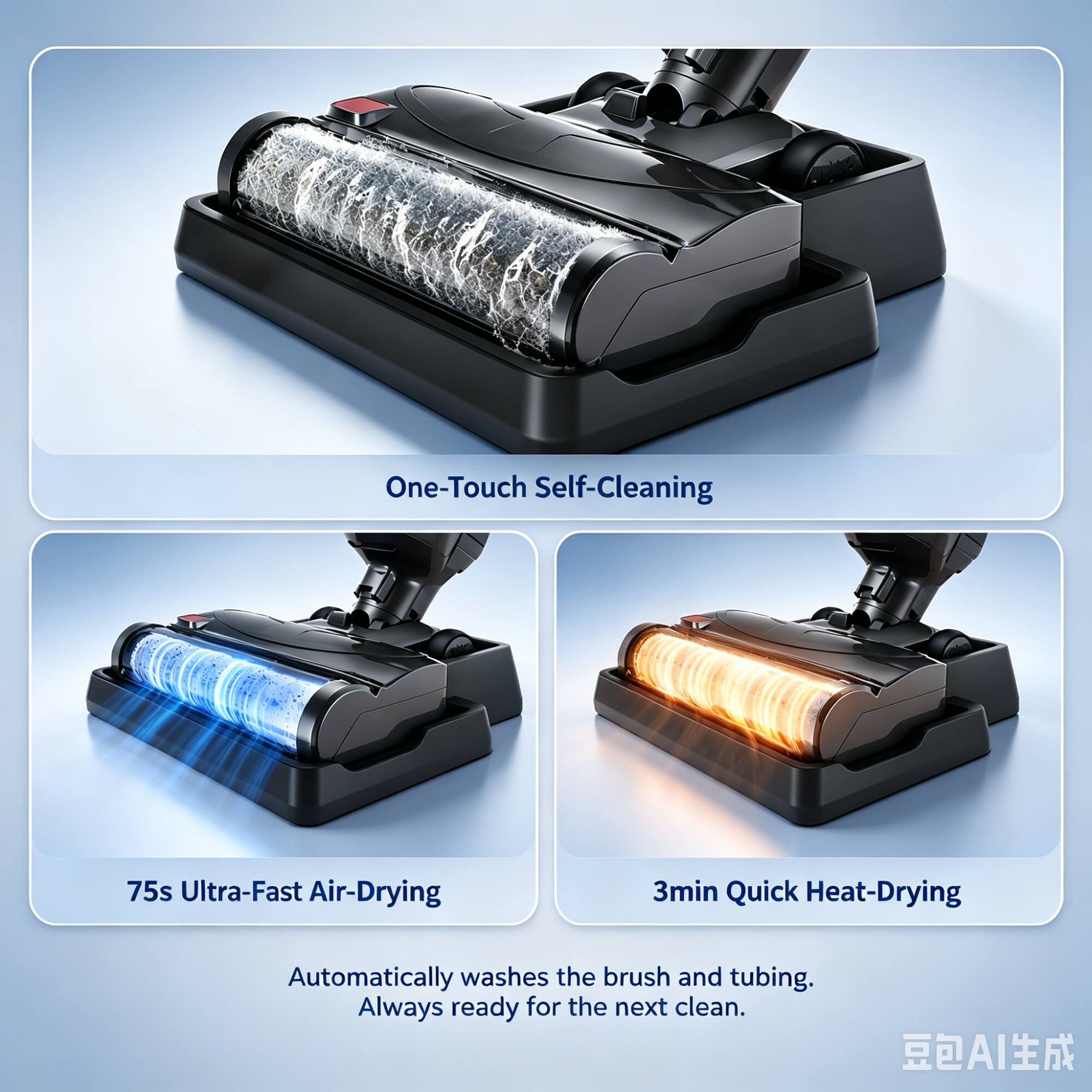 WHALL Cordless Wet‑Dry Floor Washer,One‑Pass Clean,Self‑Clean & Dry ...