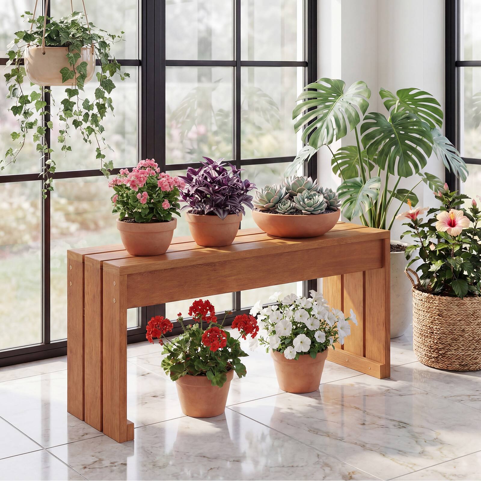 Alt View 4. Costway - Costway 2 PCS Garden Bench, 2-Person Patio Backless Bench with 440 LBS Weight Capacity - Beige.