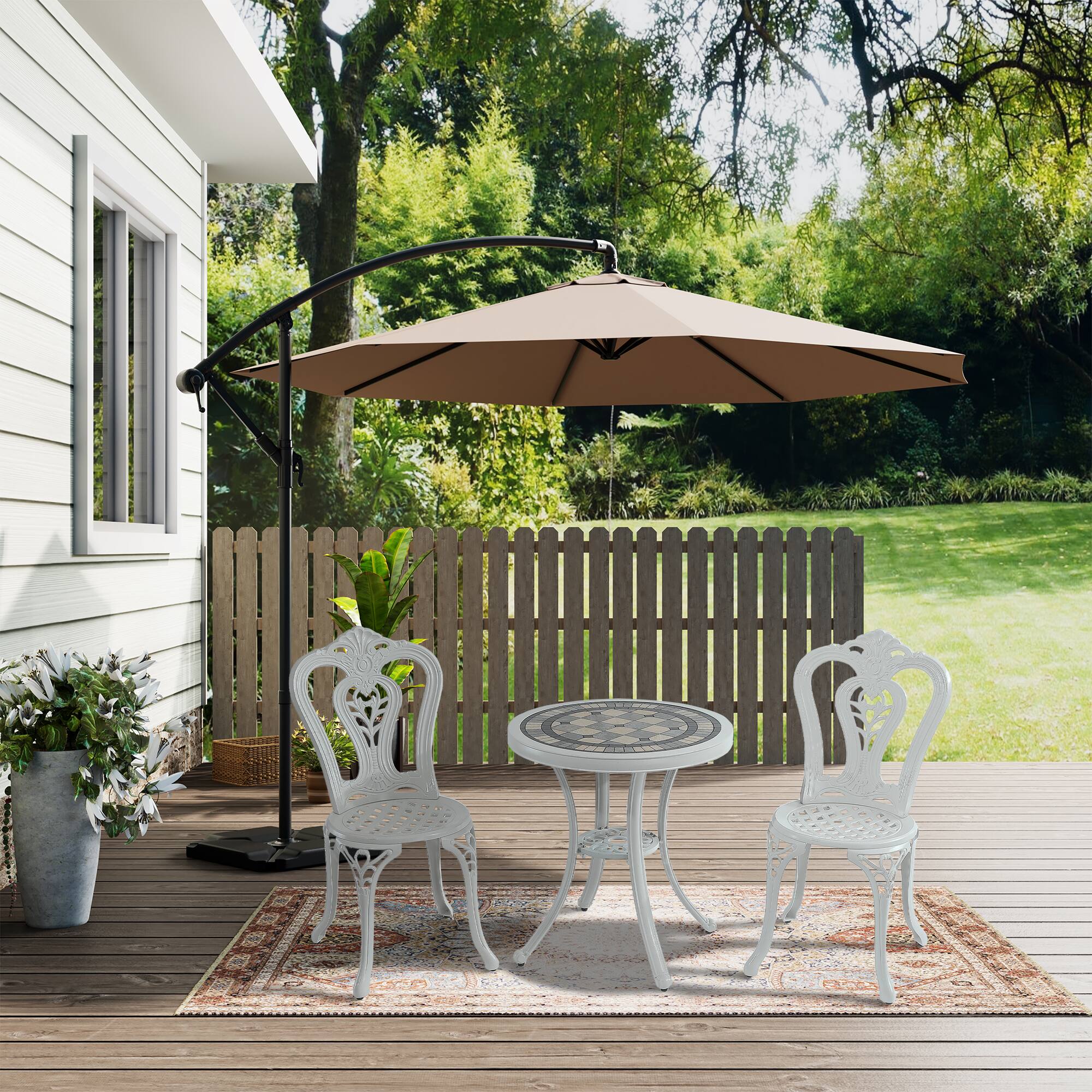 Left. Mondawe - 3-Piece Cast Aluminum Bistro Set - White.