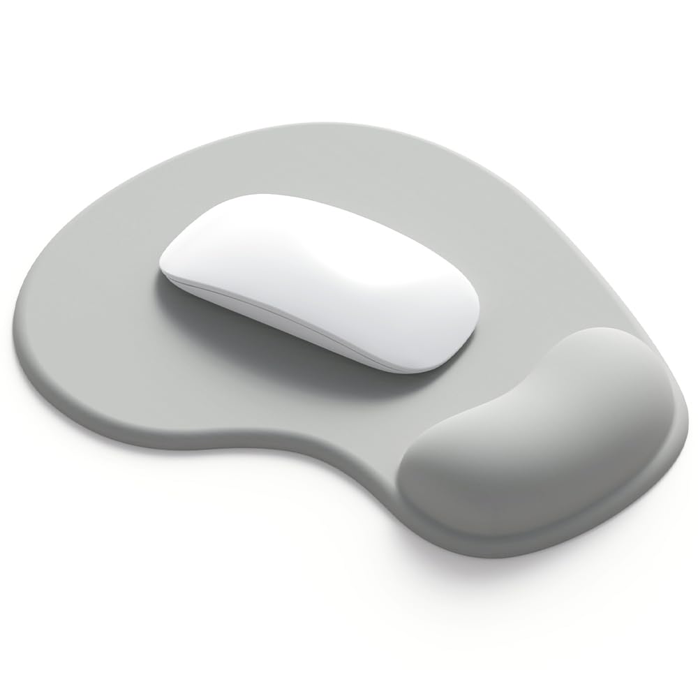 Front. Stamp n Camp - Office Mousepad With Gel Wrist Support - Gaming Desktop Mouse Pad Rest Design Gamepad Mat Rubber Base For Laptop - 02Grey.