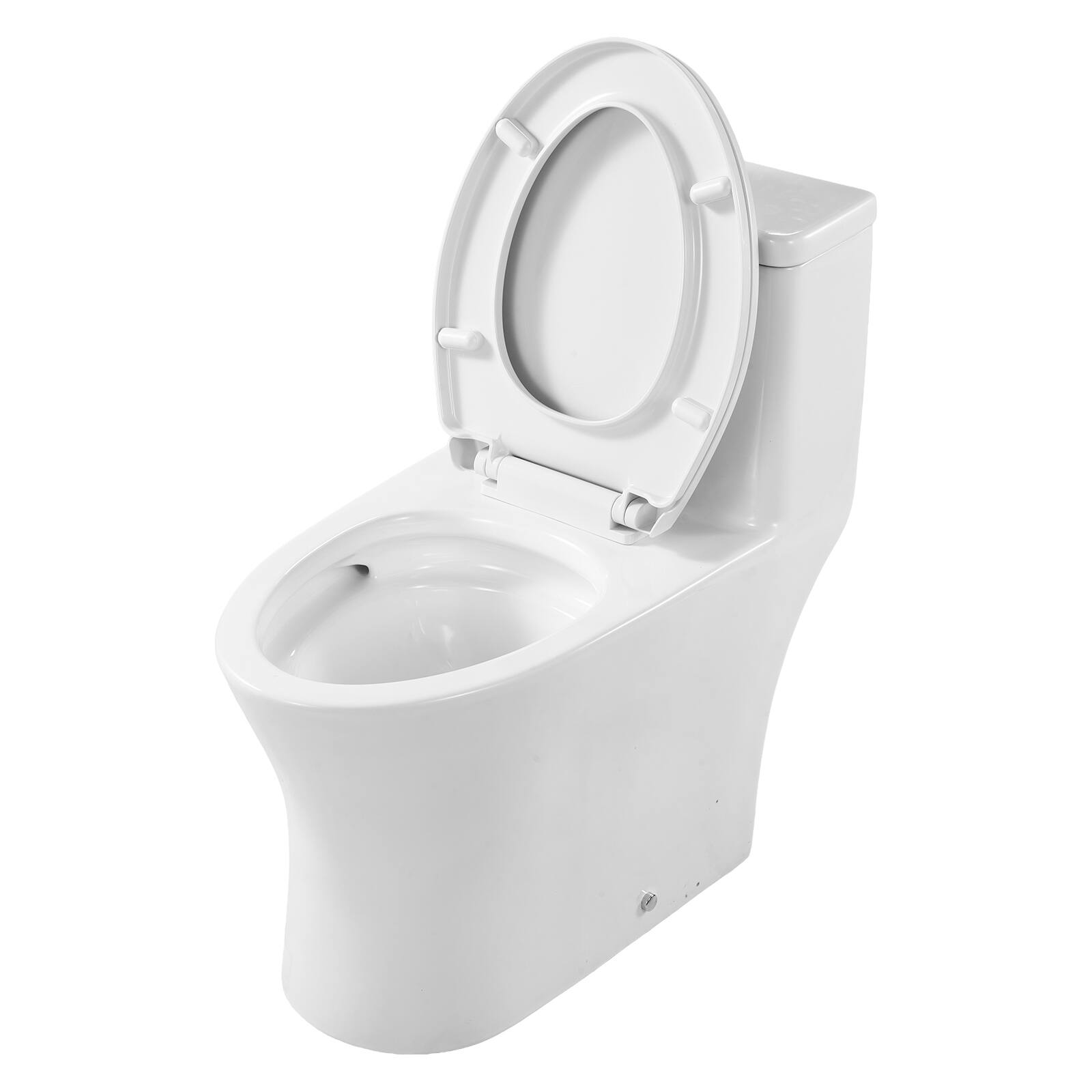 Alt View 5. VEVOR - One-Piece Toilet, Elongated Toilet Vortex Dual-Flush 1.0/1.28 GPF, Toilets for Bathroom with Comfortable Chair Seat - Bright white + black.