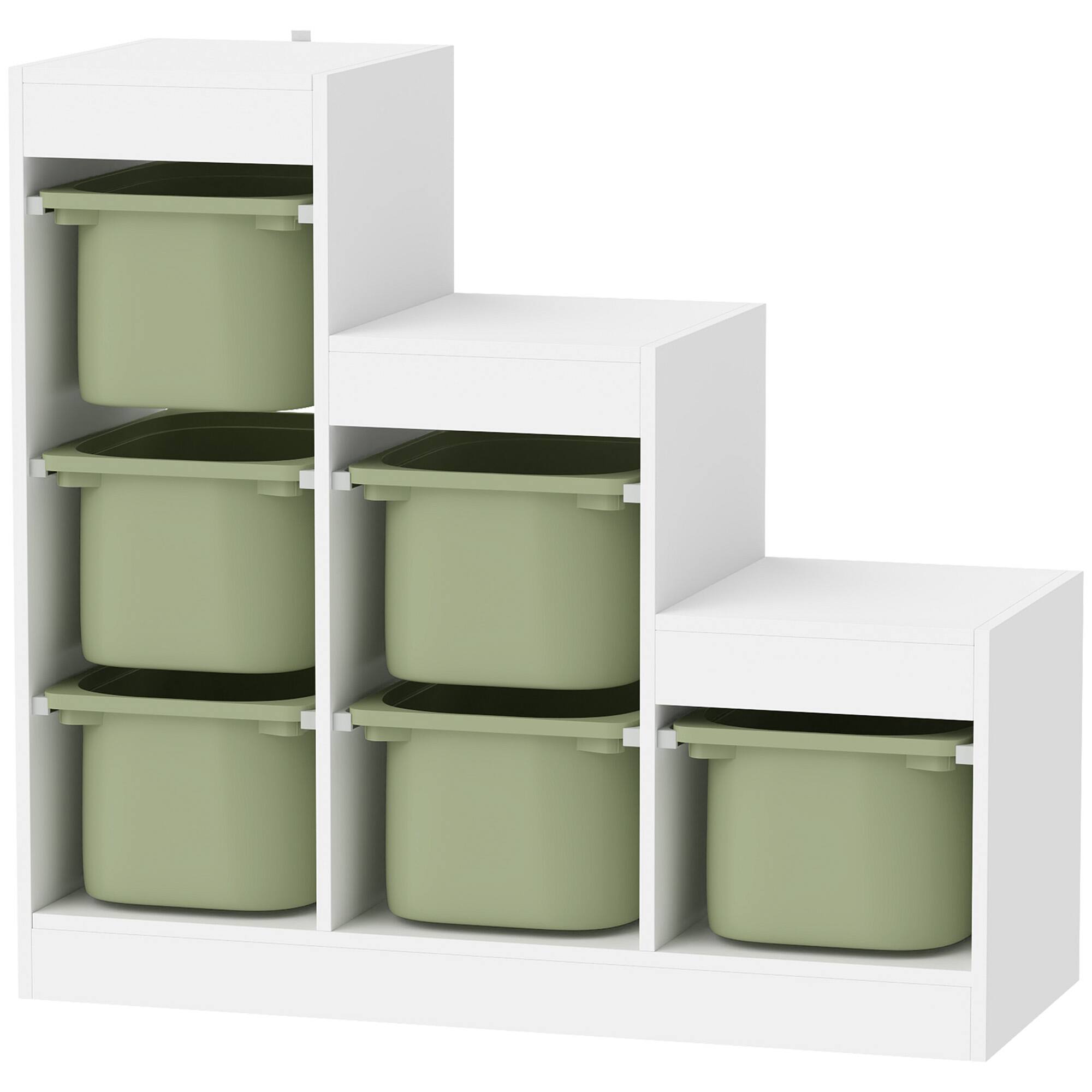 Front. Qaba - Layers Kids Toy Storage Organizer with 6 Storage Bins, Kids Bookshelf for Ages 3-8 Years, Play Room - Green.