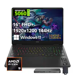 HP - 16" 2K 144Hz Gaming Laptop - AMD Ryzen 9 8940HX 2025 - 32GB DDR5 Memory - NVIDIA GeForce RTX 5060 - 1TB SSD - Shadow Black