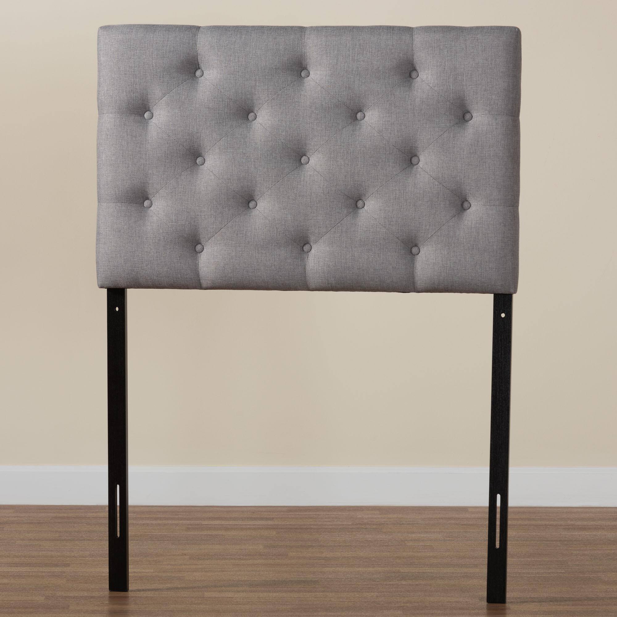 Alt View 1. Baxton Studio - Viviana Modern and Contemporary Fabric Upholstered Button-Tufted Twin Size Headboard - Grey.