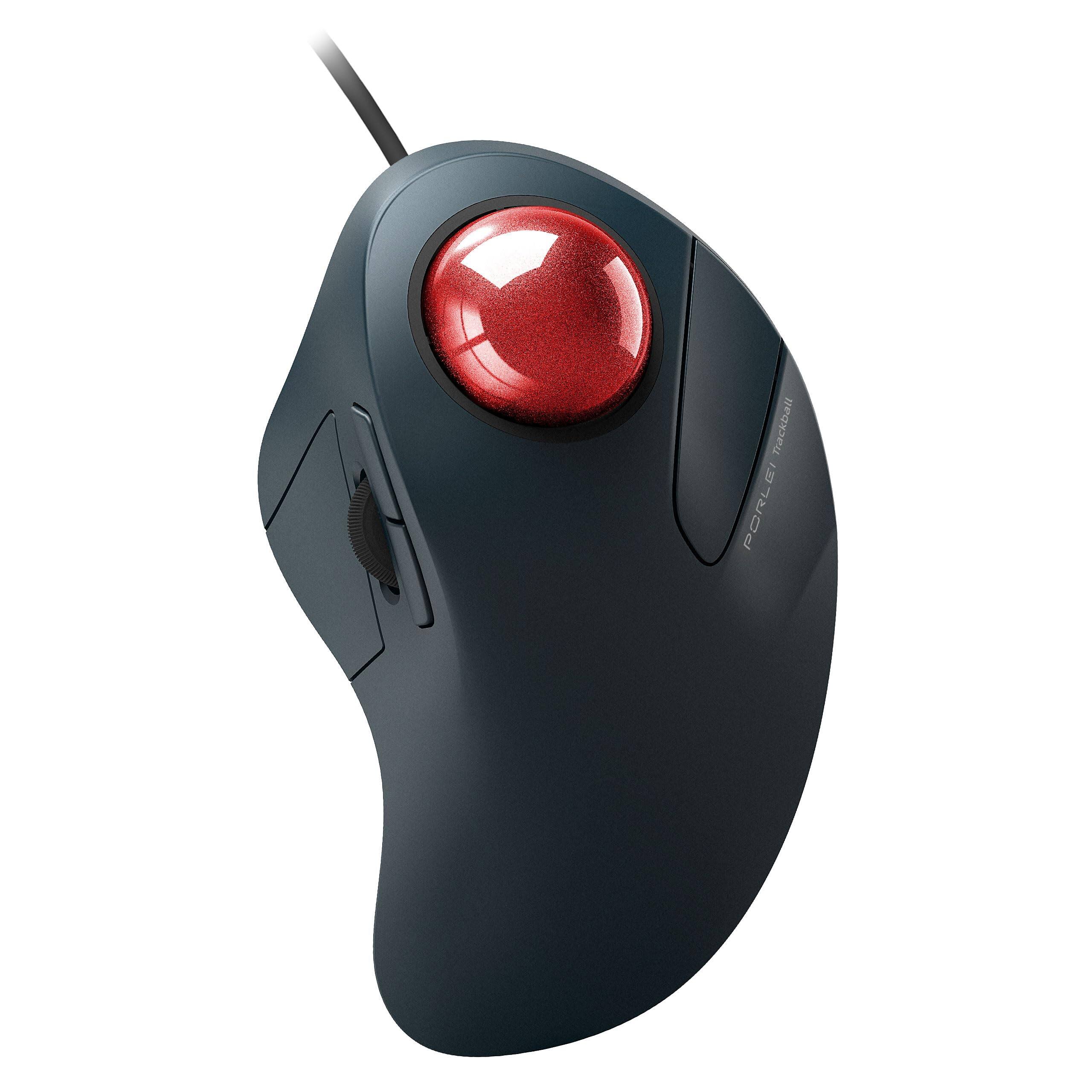 Comfort Essence - Wired Trackball Mouse For Hands Design Reduces Wrist & Strain Precision Tracking With Easy Index Finger - Wireless - A-Red
