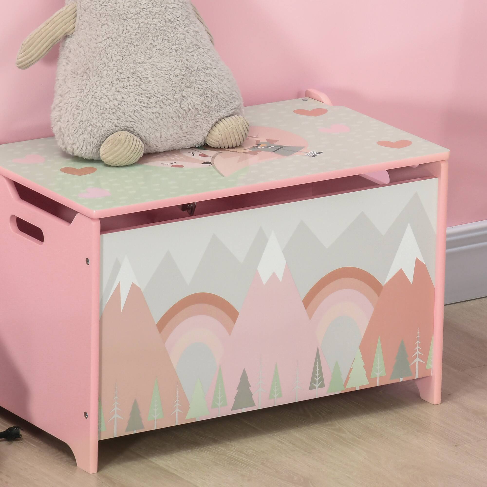Alt View 7. Qaba - Storage Chest with Lid - Pink.