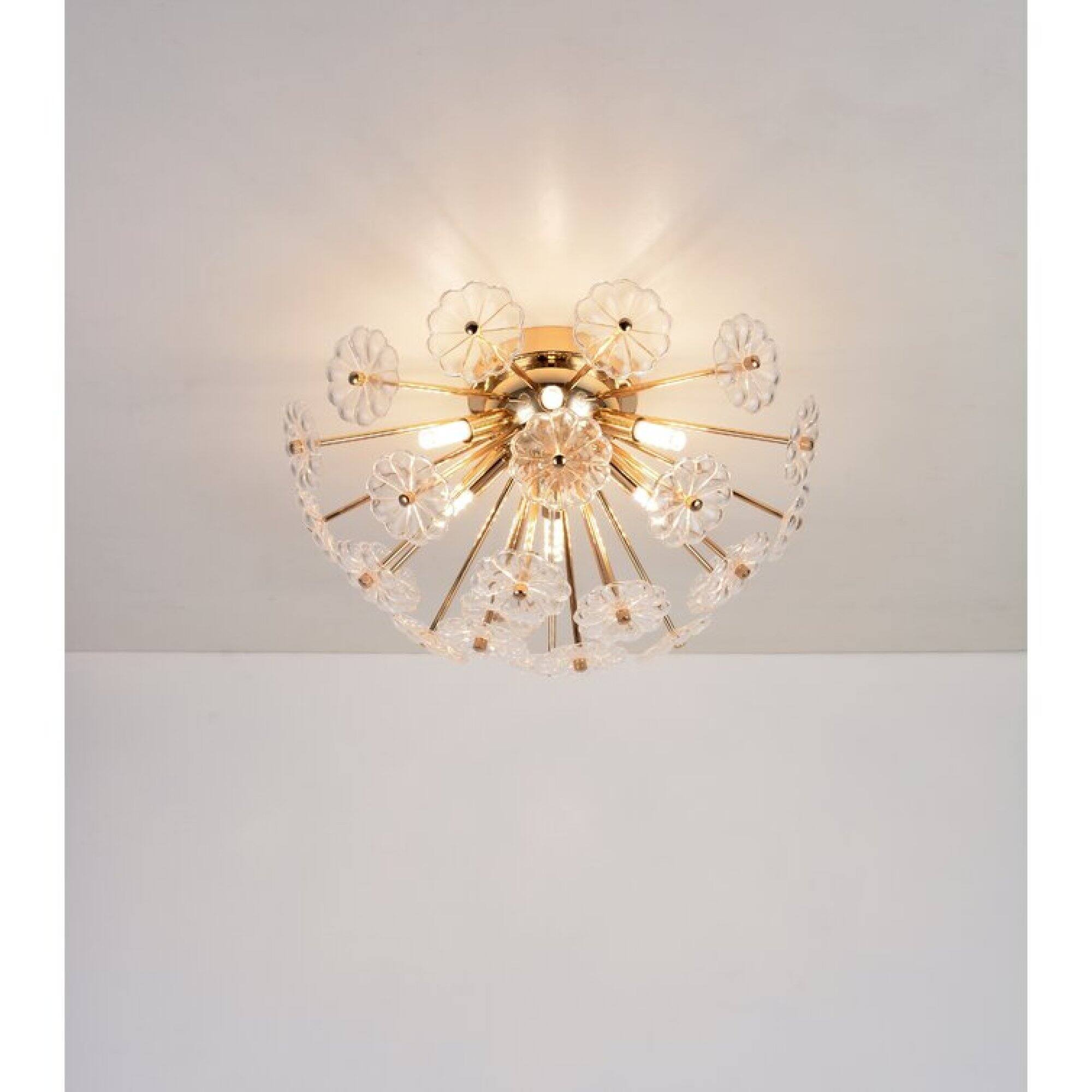 Alt View 5. ELEMENT ACE - Modern Flush Mount Ceiling Light with Glass Petal Design for Bedroom Living Room Hallway Kitchen - Golden.