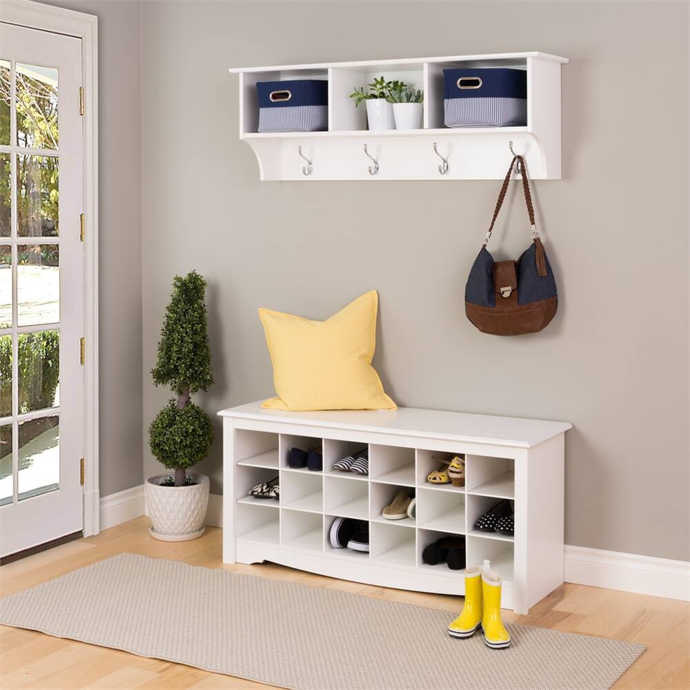 Left. Prepac - White Entryway Cubbie Shelf - White.