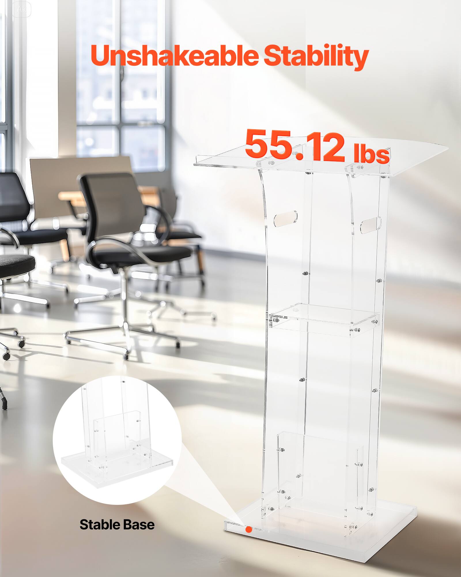 Unshakeable Stability  
55.12 lbs  
Stable Base