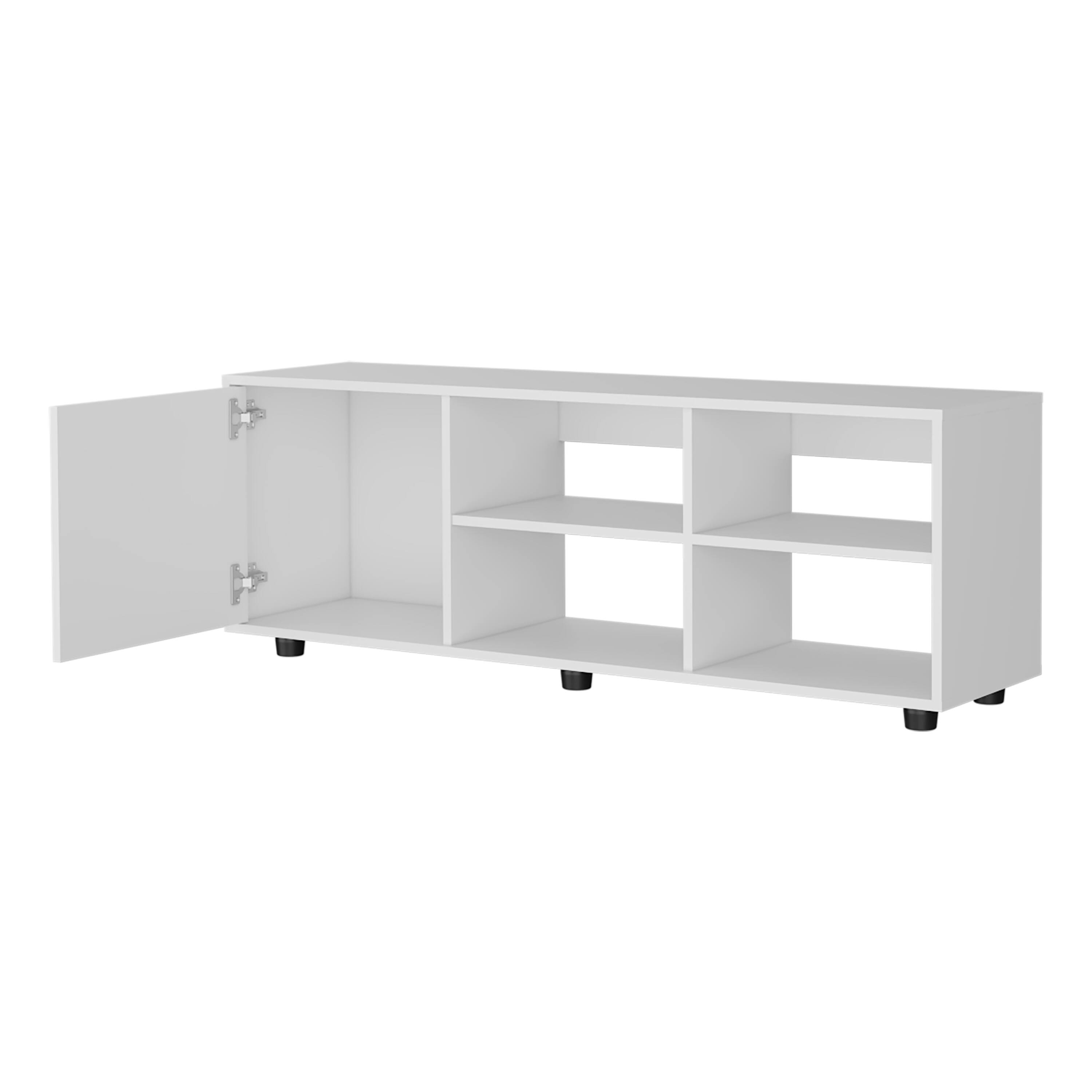 Alt View 4. Spaco - Spaco 51" TV Stand for TVs up to 50", Media Cabinet with Door, Open Storage, Scratch Resistant Surface, for Living Room - White.