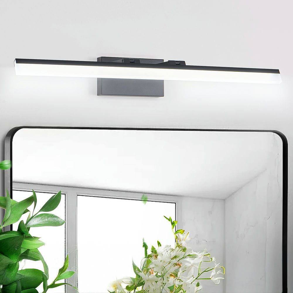 Front. Kadyn - 32 Inch Modern LED Bathroom Vanity Light – Sleek Black Metal Wall Light for Mirror, Dressing Room or Sink Area, Black - Black.