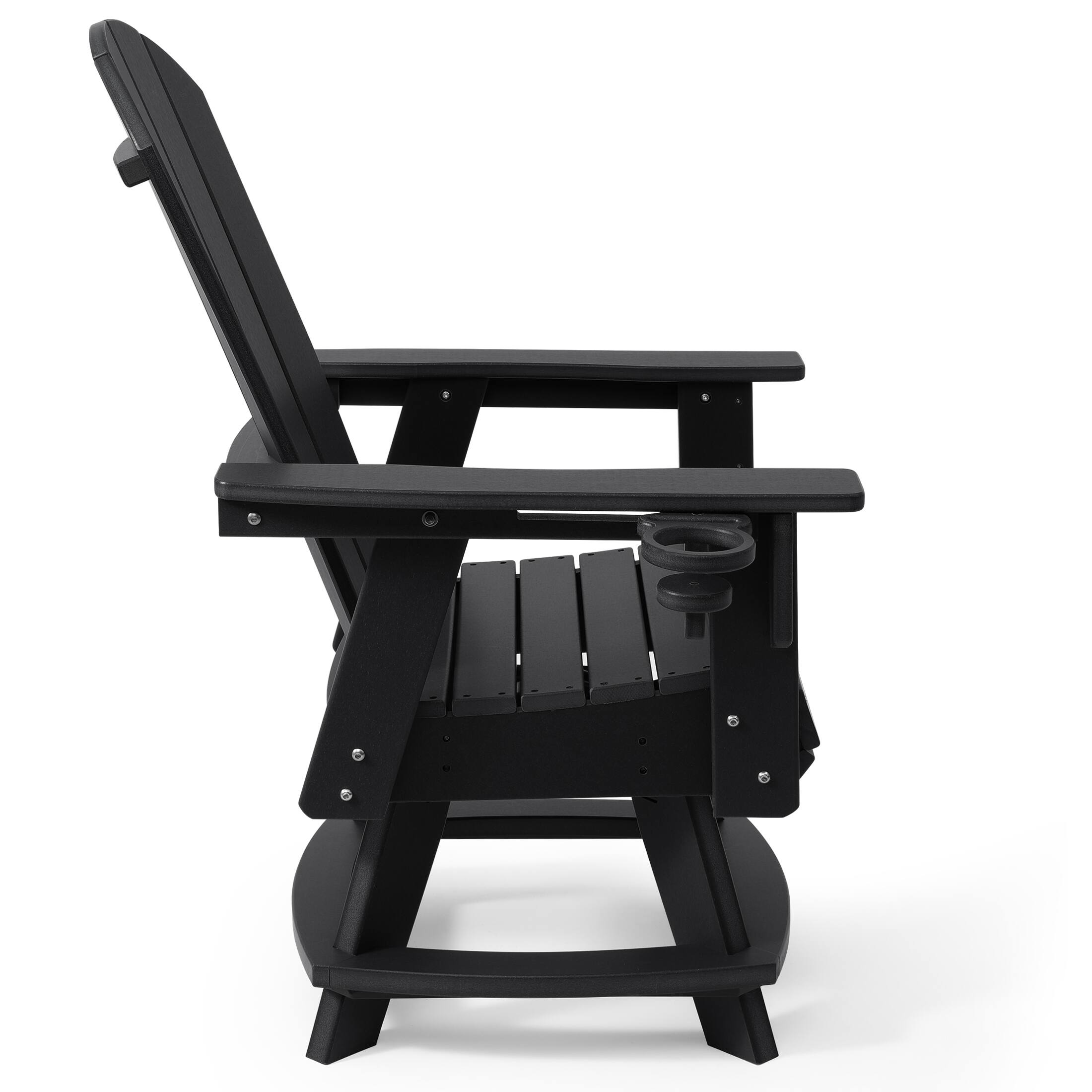 Left. WestinTrends - WestinTrends Malibu Outdoor HDPE Swivel Adirondack Patio Dining Chair With Cup Holder - Black.