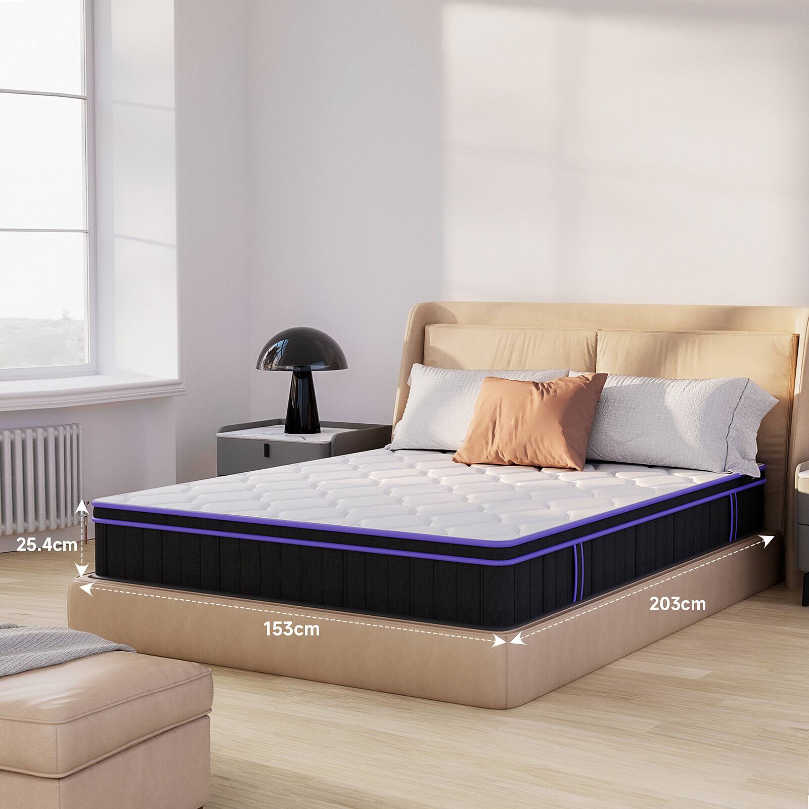 25.4cm, 153cm, 203cm