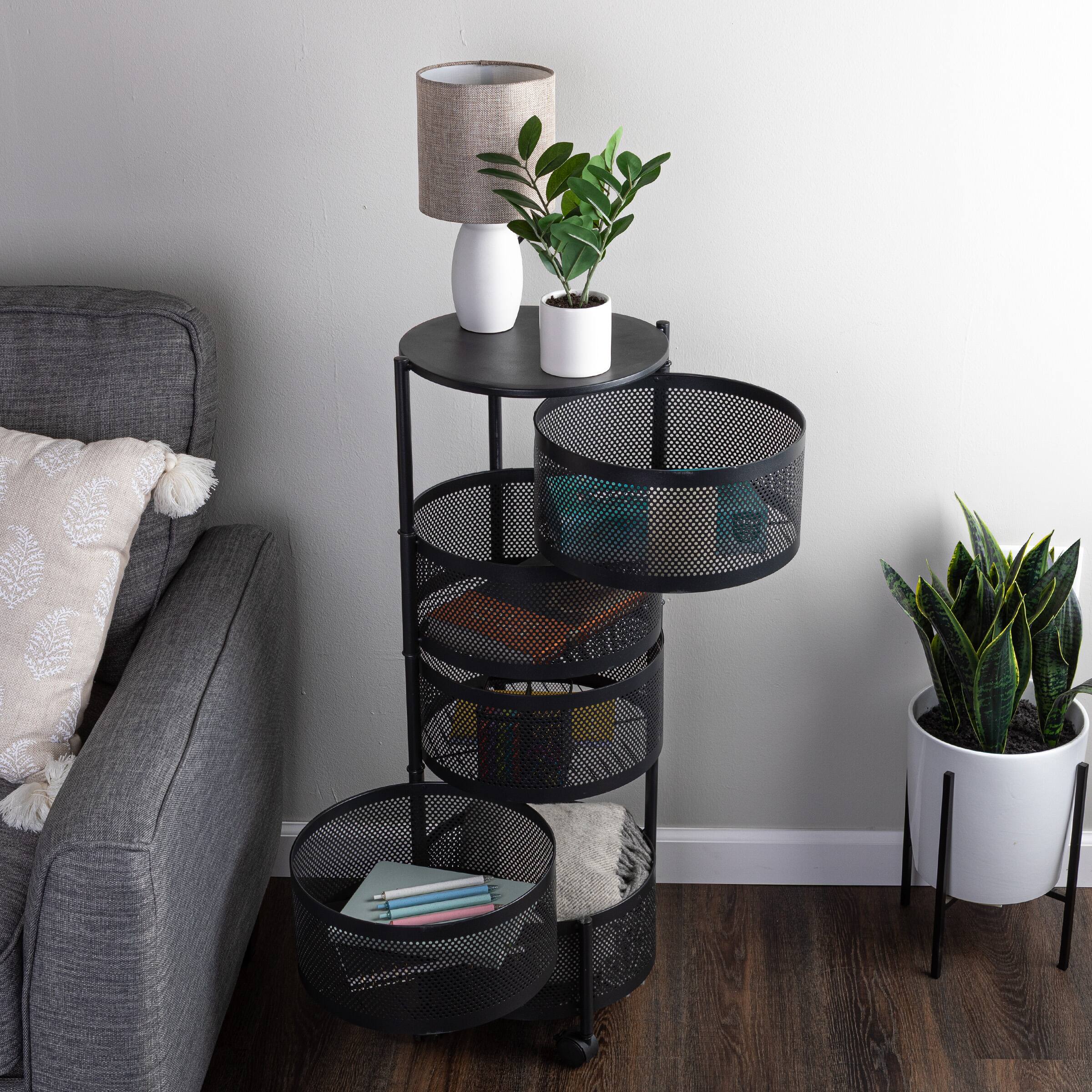 Alt View 4. Home-Complete - 5 Tier Rolling Kitchen Cart - Black.