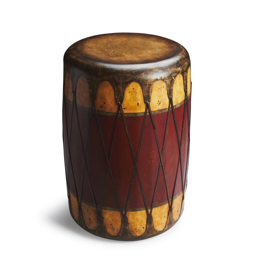 Front. Butler Specialty - Navajo Leather 18"W Drum Side Table - Multi-Color.