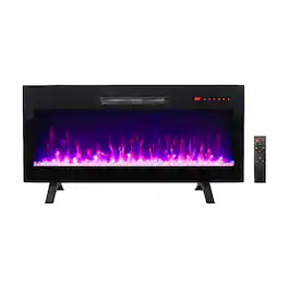 Loheer - 36 inch recessed electric fireplace Wall Mounted with Remote Multi Color Flame - Antique Black