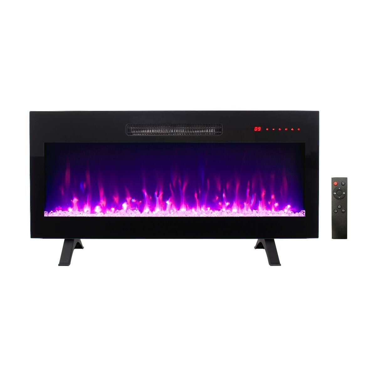 Front. Loheer - Loheer 36 inch recessed electric fireplace Wall Mounted with Remote Multi Color Flame - Antique Black.
