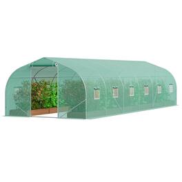 VEVOR - Walk-in Tunnel Greenhouse, 29.5x9.8x6.6 ft Hoop House Greenhouse Tunnel, Peaked Roof Plant Hot House - Green