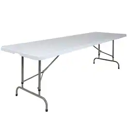 Flash Furniture - Kathryn 8-Foot Height Adjustable Granite Plastic Folding Table - White