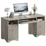 Bestier - 59 Inch Executive Office Desk with Four Drawers, Keyboard Tray & File Storage for Home Office - Gray
