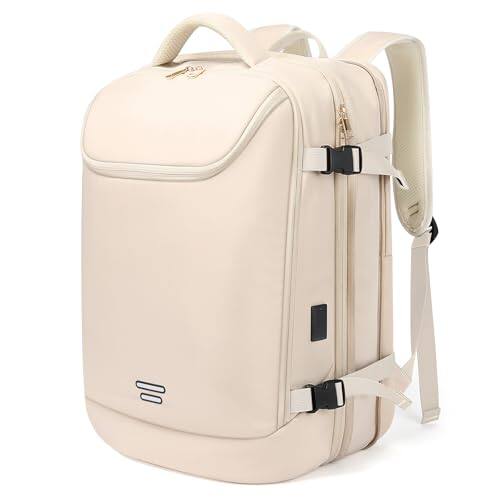Front. Pacoar Cade - Travel Backpack For Women  50l Extra Large Capacity With Usb Charging Port Expandable 17.3 Inch Laptop Mochila Flight - Beige-50l(5-7days Travel).