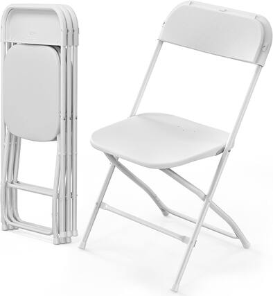 Front. Winado - Portable Plastic Folding Chair, 4PCS Commercial Seat with Steel Frame for Indoor Outdoor Wedding Party Picnic Dining - White.