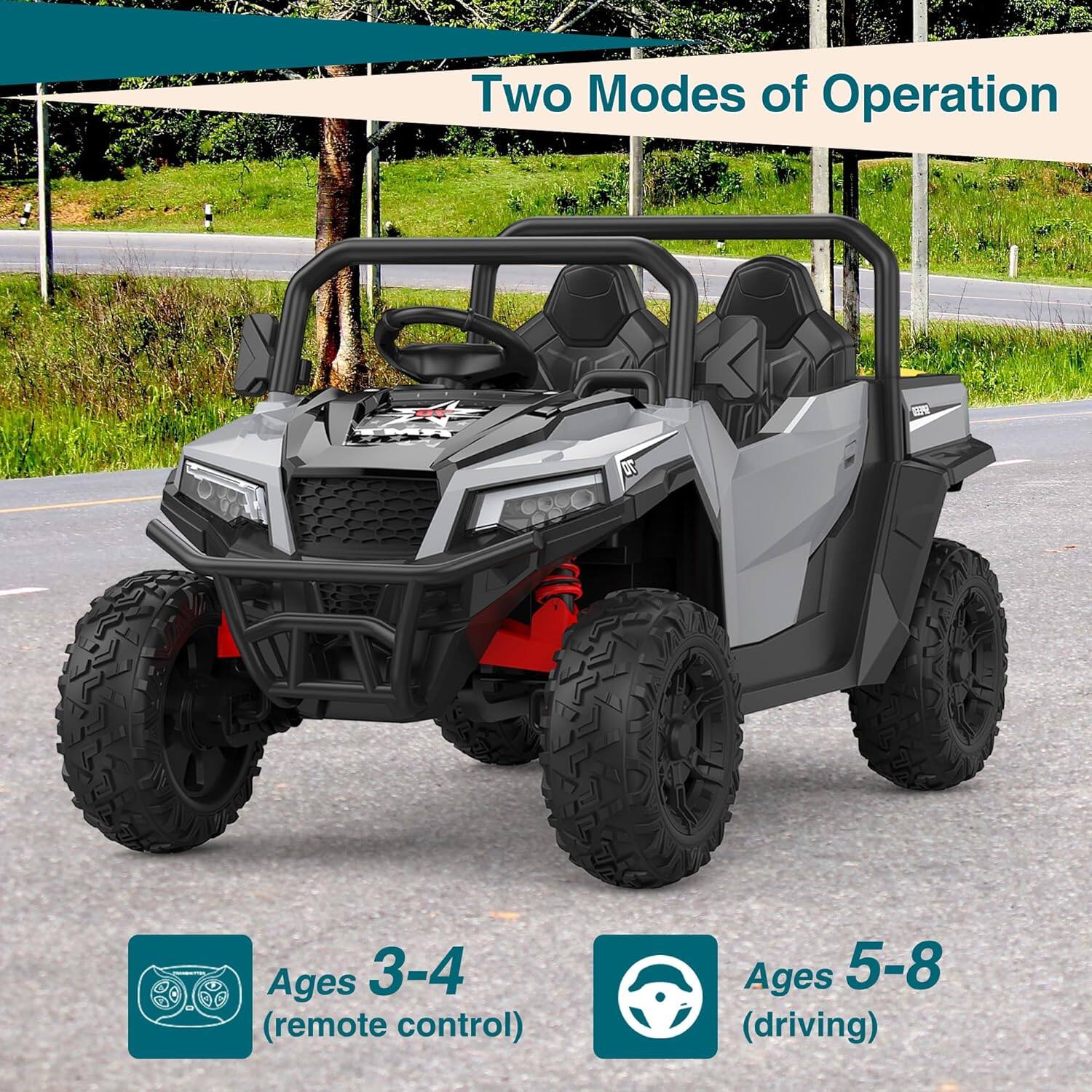 Two Modes of Operation

Ages 3-4 (remote control)

Ages 5-8 (driving)