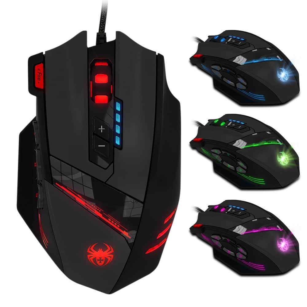 HM 1810 - Professiona Gaming Mouse Buttons Weight Tuning High Precision Multi-modes Backlit Design Optical Mice Pc - Wired - Default