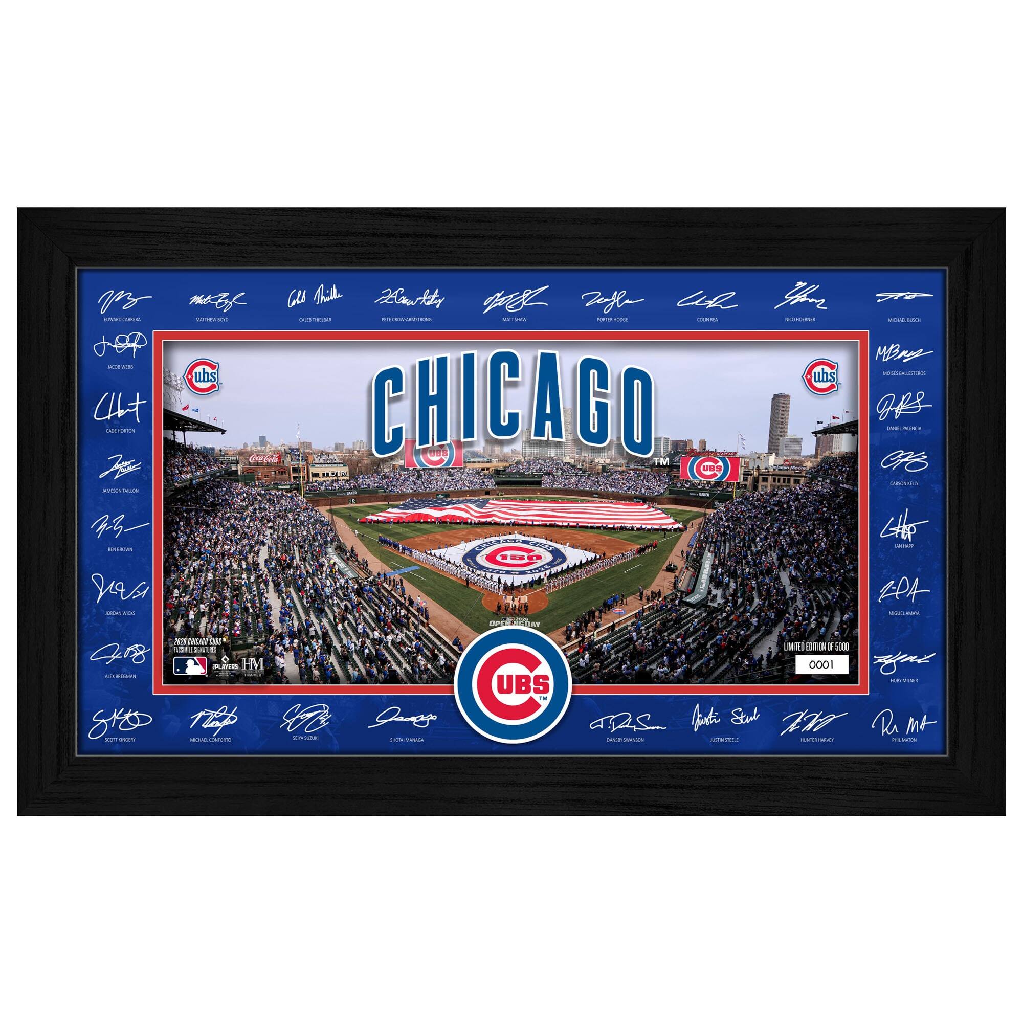 Chicago Cubs 12" x 20" 2026 Signature Field Photograph - Facsimile Signatures