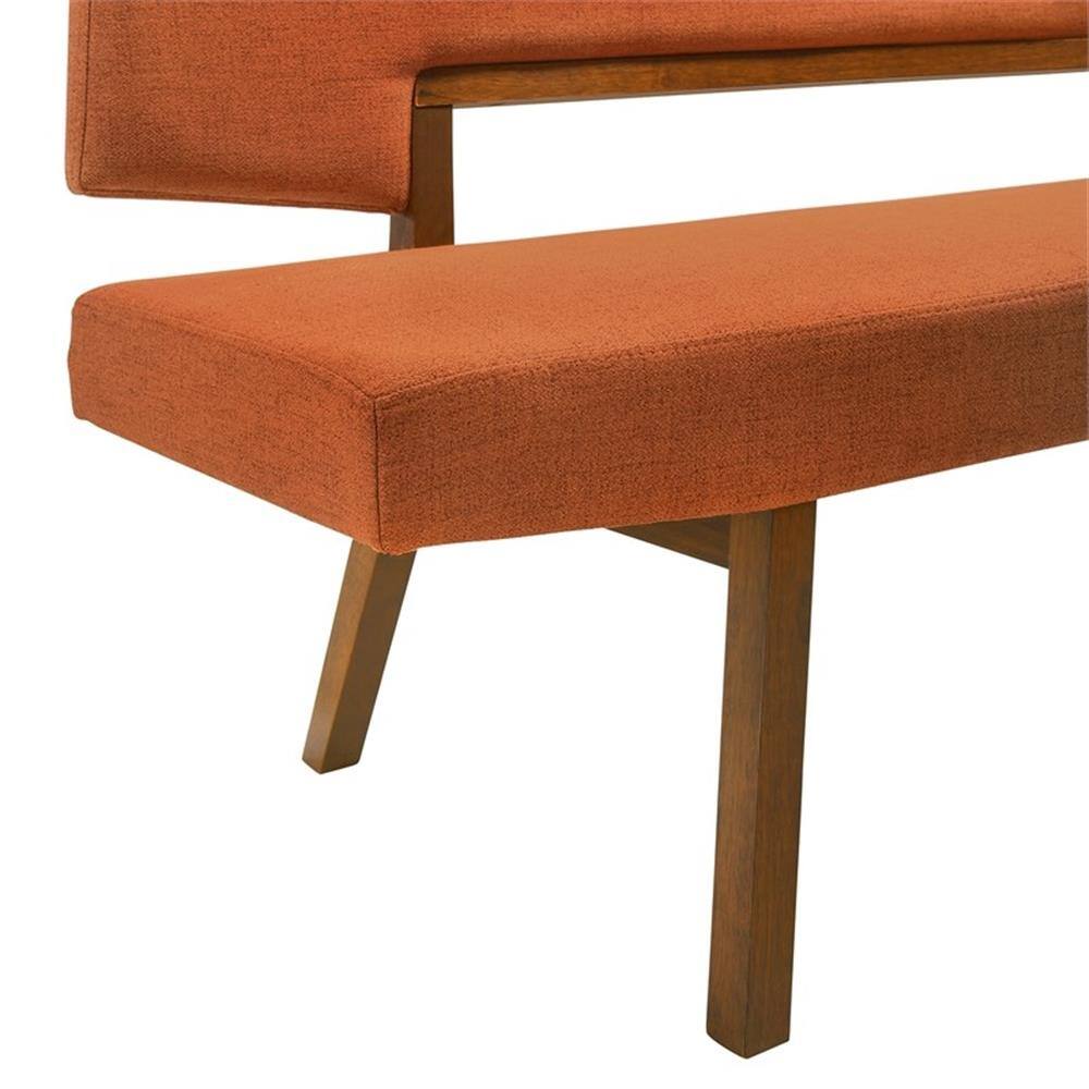 Alt View 6. Armen Living - Channell Wood Dining Bench in Walnut Finish with Orange Fabric - Orange.